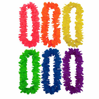 Neon Hawaiian Flower Leis Mixed Colors (12 pcs.)