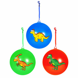 DINOSAUR BALL WITH CORD / BUNGE BALL &Oslash;23 Cm (24 pcs.)