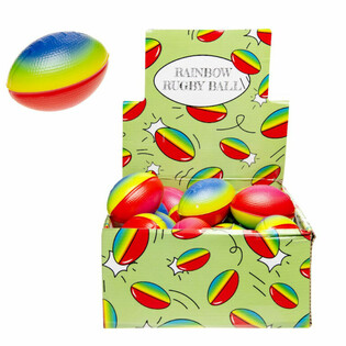 RAINBOW RUGBY BALLS IN DISPLAY (24 pcs.)