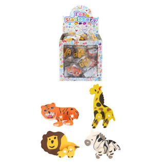 JUNGLE ANIMALS ERASERS IN DISPLAY (84pcs.)