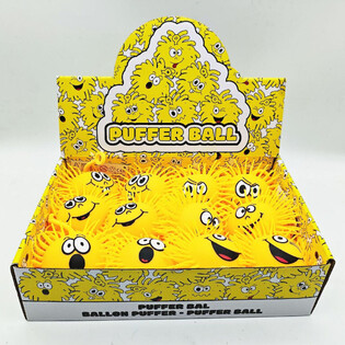 PUFFER BALL WITH EMOTION FACE - 10CM - IN DISPLAY (12pcs.)