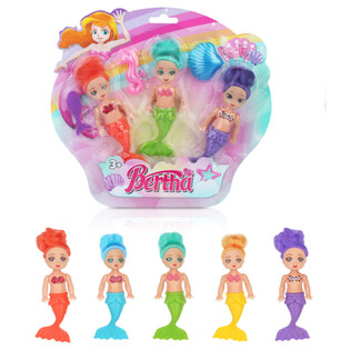 3-Piece Mermaid Doll Set on Card (6pcs)