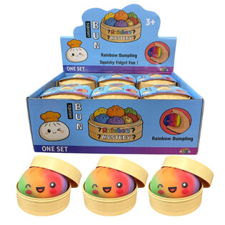RAGE - RAINBOW Squishy Bun Dumplings LARGE (Dim. 8.5 x 8.5 x 4.8 cm) - Viral 2026 Fidget Toy (12 pcs)
