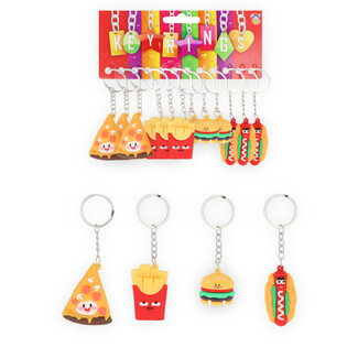 FAST FOOD 3D KEYRINGS - MIXED DESIGNS (12 pcs)