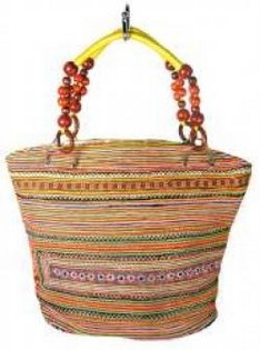 B-Fair Shoulder Bag Beads Yellow/Brown - Handmade